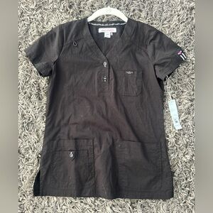 New Koi Stretch Dalia Women's Medical Scrub Top Shirt Black  XXS (00-0)